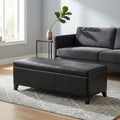 51 Inch Storage Ottoman Bench, Faux Leather Foot Rest with Hinged Lid, Long Rectangle Bed Bench for Living Room, Bedroom, Entryway, Black