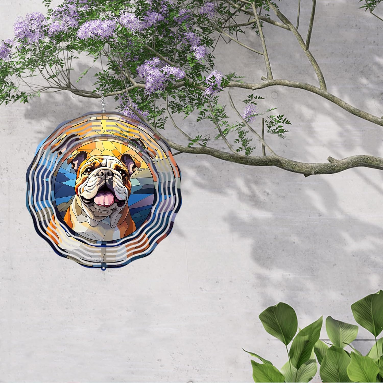 Bulldog Wind Spinners Outdoor Dog Memorial Gifts, 3D Metal Kinetic Hanging Garden Wind Spinner, Spinner Decor, Wind Sculptures for Outdoor & Indoor, Window, Yard Decor (Bulldog 3)
