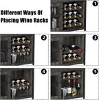 Takywep 3-Tier Wine Bar Cabinet with Removable Wine Rack, Glass Holder, Industrial Buffet Cabinet with Mesh Doors, Storage Sideboard for Kitchen, Dining Room, Living Room