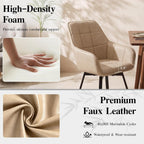 TUKAILAi Swivel Dining Chairs Set of 4, Faux Leather Dining Chairs with Arms & Metal Legs, Upholstered Mid Century Rotatable Kitchen Chairs for Living Room Bedroom Kitchen Restaurant (Cream)