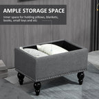 Versatile Upholstered Storage Ottoman with Tufted Lid and Nailhead Trim for Living Room, Bedroom or Entryway