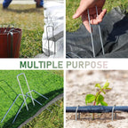 500 Pack Landscape Staples 6 Inches 11 Gauge Stakes, Galvanized Garden Stakes U-Shaped Pins and Landscaping Staples for Sod Anchoring Landscape Fabric Irrigation Tubing(500pack-N)