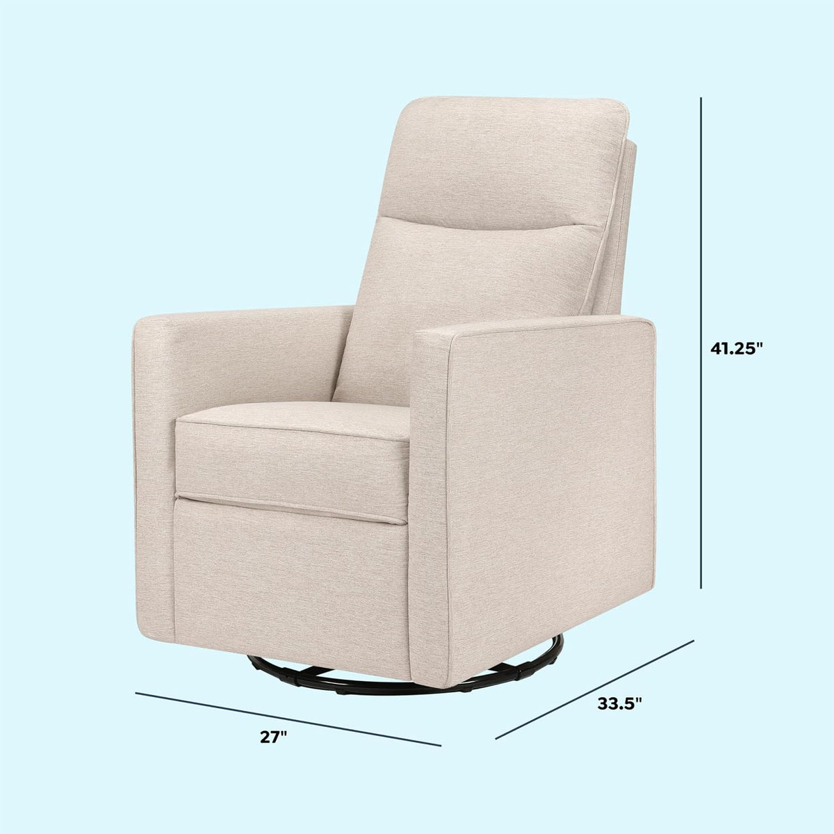 Davinci Gabby Pillowback Swivel Glider in Beach, Greenguard Gold & CertiPUR-US Certified