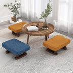 7-Inch High Stool, Small Linen Footstool, Solid Wood Frame, Entryway Shoe Bench, with Padded Footrest, Suitable for Living Room, Entryway, and Bedroom Natural Legs Orange