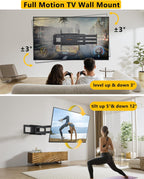 48'' Extension Extra Long Arm TV Wall Mount, Heavy Duty Full Motion TV Wall Mount for 37 to70,75,77,80,85'' Screens, Max VESA 600x400mm, Hold 110 lbs, 16''-24'' Wood Studs/Concrete/Brick Wall, WHYFONE