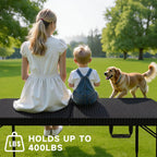 Folding Table 4 Foot - 3 Level Adjustable Height, HDPE Wicker Pattern, Heavy Duty 440LBS Capacity, Portable - for Camping, Party, Indoor & Outdoor Use, 2 Pack
