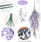 RECUTMS Vine Plant Fake 4 Pcs Ferns Plants Large Faux Artificial Hanging Plants Wall Plants Fake Ivy Room Decor Home Garden Wedding Party Indoor Outdoor Decorations(Purple 4P)