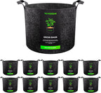 VIVOSUN 10-Pack 15 Gallon Grow Bags, Reinforced Planter Fabric Pots for Gardening Black