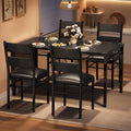 IDEALHOUSE Wood Dining Table Set for 4 with Corner Protector, Kitchen Table Chairs Set of 4 with Upholstered Chairs, Dining Room Table Set for 4, for Dining Room, Apartment,Retro Black