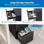 Mount-It! Slim 3 Drawer Rolling File Cabinet with Lock, Mobile Metal Filing Cabinet on Wheels for Under Desk Home & Office Storage, Letter Legal A4, Black