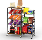 Pinzoveco 5-Tier Rolling Kitchen Storage Carts, Snack Cart with Wheels, Fruit Organizer（Fruit Basket Rolling Cart, Vegetable Holder for Kitchen, Holds Soda Drinks, Cans, Snacks, Onions, Potatoes