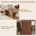 Garvee 70.8" Dining Table for 6 8 10, Modern Dining Room Table with Storage, Wood Kitchen Table with Fluted Legs, Dinner Tables for Kitchen Dining Room,Nut-Brown