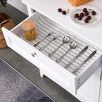 Elegant Buffet, Kitchen Pantry Storage Cabinet with Framed Glass Door Drawer and Microwave Space, White