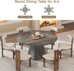 ONBRILL 47 Inch Round Dining Table for 4-6,Square Pedestal Base,Grey | Circle Kitchen Table with Thickened Tabletop, Modern Dining Room Tables, Dinner Tables for Kitchen Small Space (Table Only)