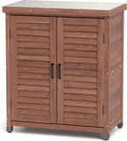 32" Solid Wood Modern Sideboard, Farmhouse Buffet with Rustic Design, Storage Cabinet for Dining Room with Ample Storage for Outdoor Patio Garden Spaces, Brown