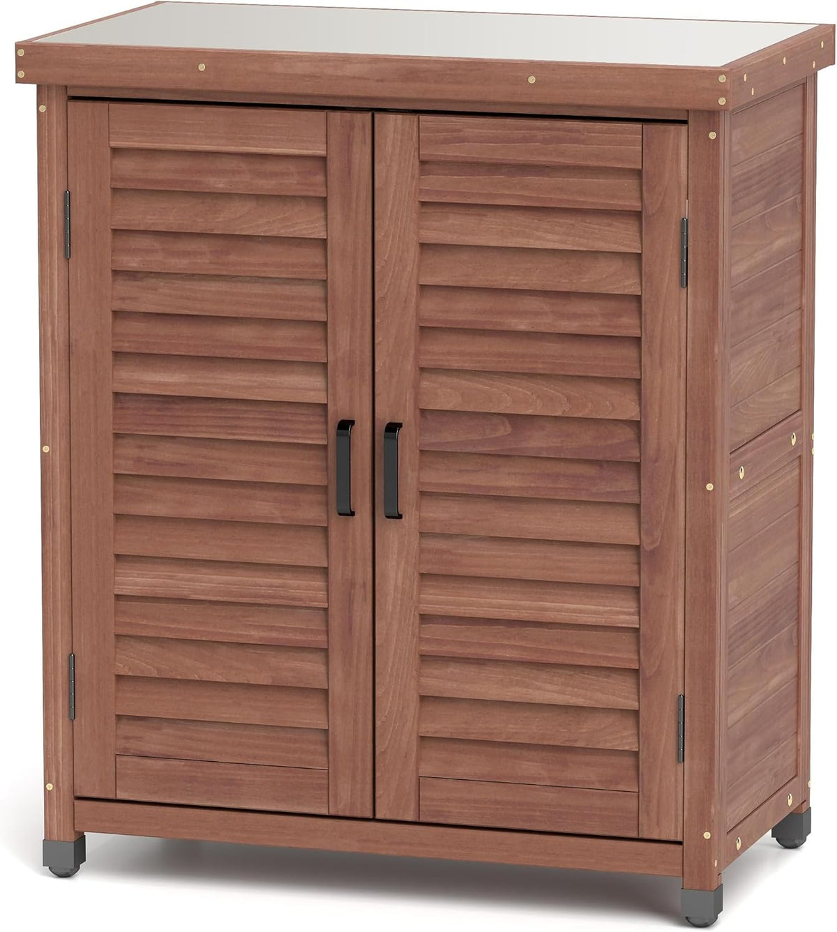 32" Solid Wood Modern Sideboard, Farmhouse Buffet with Rustic Design, Storage Cabinet for Dining Room with Ample Storage for Outdoor Patio Garden Spaces, Brown