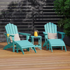 Costaelm Adirondack Chair Footrest Foldable Ottoman, Folding Ottoman Outdoor Foot Rest for Patio Waterproof, Adirondack Ottoman Outdoor, Turquoise