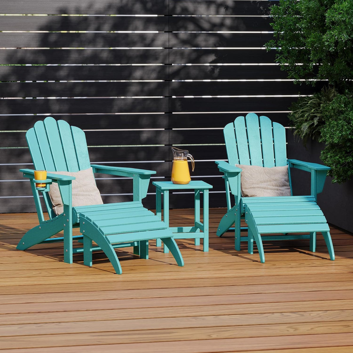 Costaelm Adirondack Chair Footrest Foldable Ottoman, Folding Ottoman Outdoor Foot Rest for Patio Waterproof, Adirondack Ottoman Outdoor, Turquoise