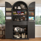 iPormis 71" Tall Arched Cabinet with Doors, Farmhouse Kitchen Pantry with 6-Tier Door Shelves & Drawer & Adjustable Shelves, Modern Wood Storage Cabinet for Dining, Living Room, Bathroom, Oak Grey