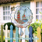 Lighthouse 3D Wind Spinner Kinetic Metal Art Hanging Wind Spinner Outdoor Decoration Ocean Ornaments Decor for Yard and Garden
