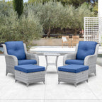 Belord Outdoor Furniture Ottoman Set of 2 Patio Seating Footstool All-Weather Rattan Wicker Ottoman Seat with Soft Cushions for Patio Furniture Set
