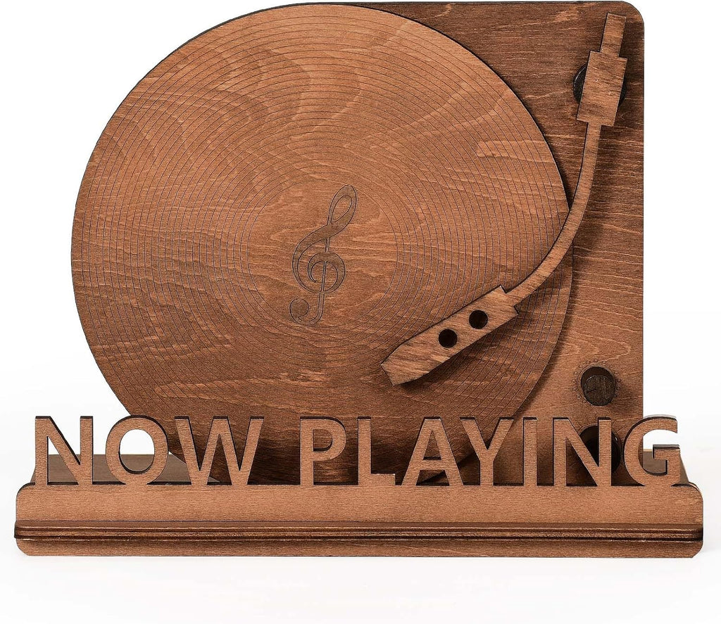 BS-VOG Now Playing Vinyl Record Stand, Tabletop Holder, Gift for LP Lover | Displays Current Album, Real Vinyl-Like Groove Feel, Easy to Assembly, Now Spinning Vinyl Stand Storage for Albums Magazine