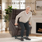 Korser Power Lift Recliner Chair with Massage and Heat for Elderly, Electric Lift Recliner for Adults with 2 Cup Holders, 2 Side and 2 Front Pockets, Lift Chairs Recliners for Living Room, Brown