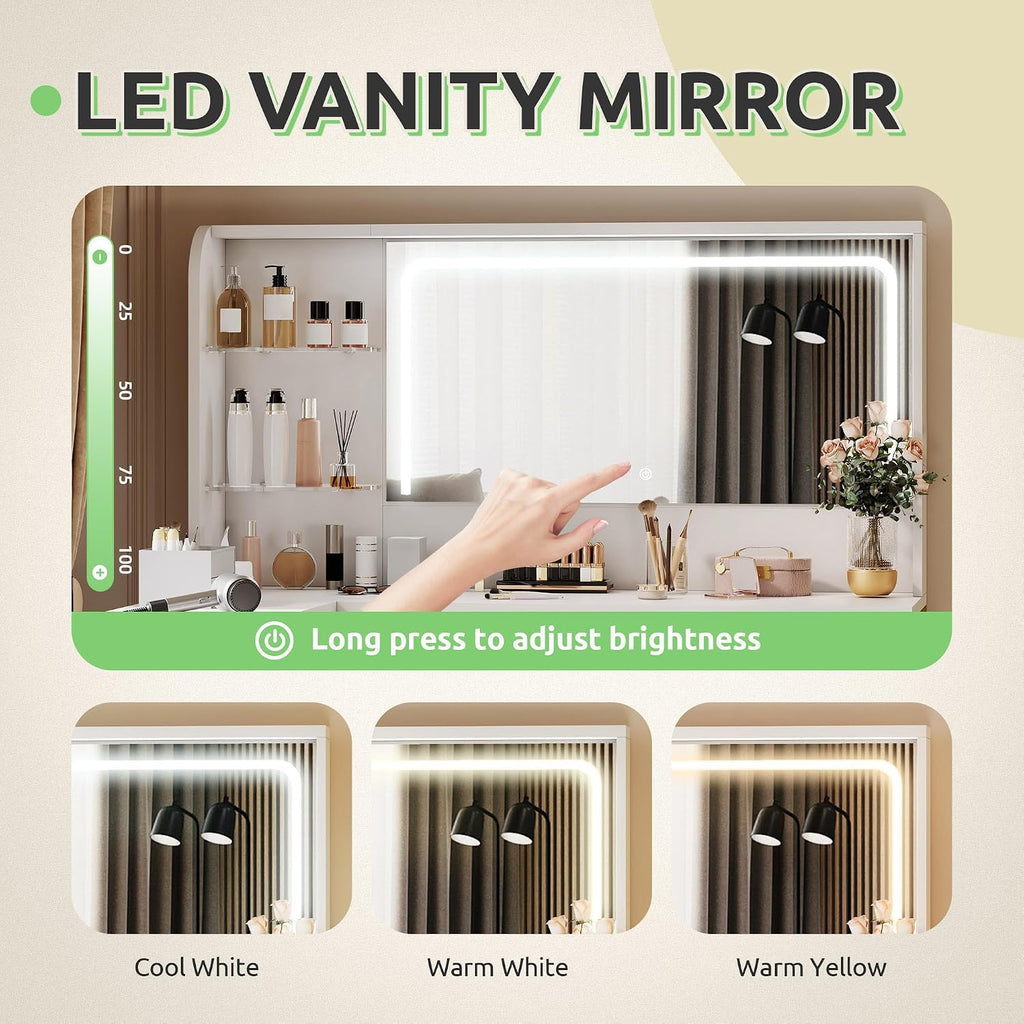 YITAHOME 48" Vanity Desk Set | Makeup Vanity with Mirror and Lights, 3 Lighting Modes