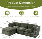 Modular Sectional Sofa with Ottoman, 112 Inch, Blackish Green