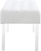 Linon Ella Glitz Acrylic Leg Bench, 35"Wx17"Dx18"H, White