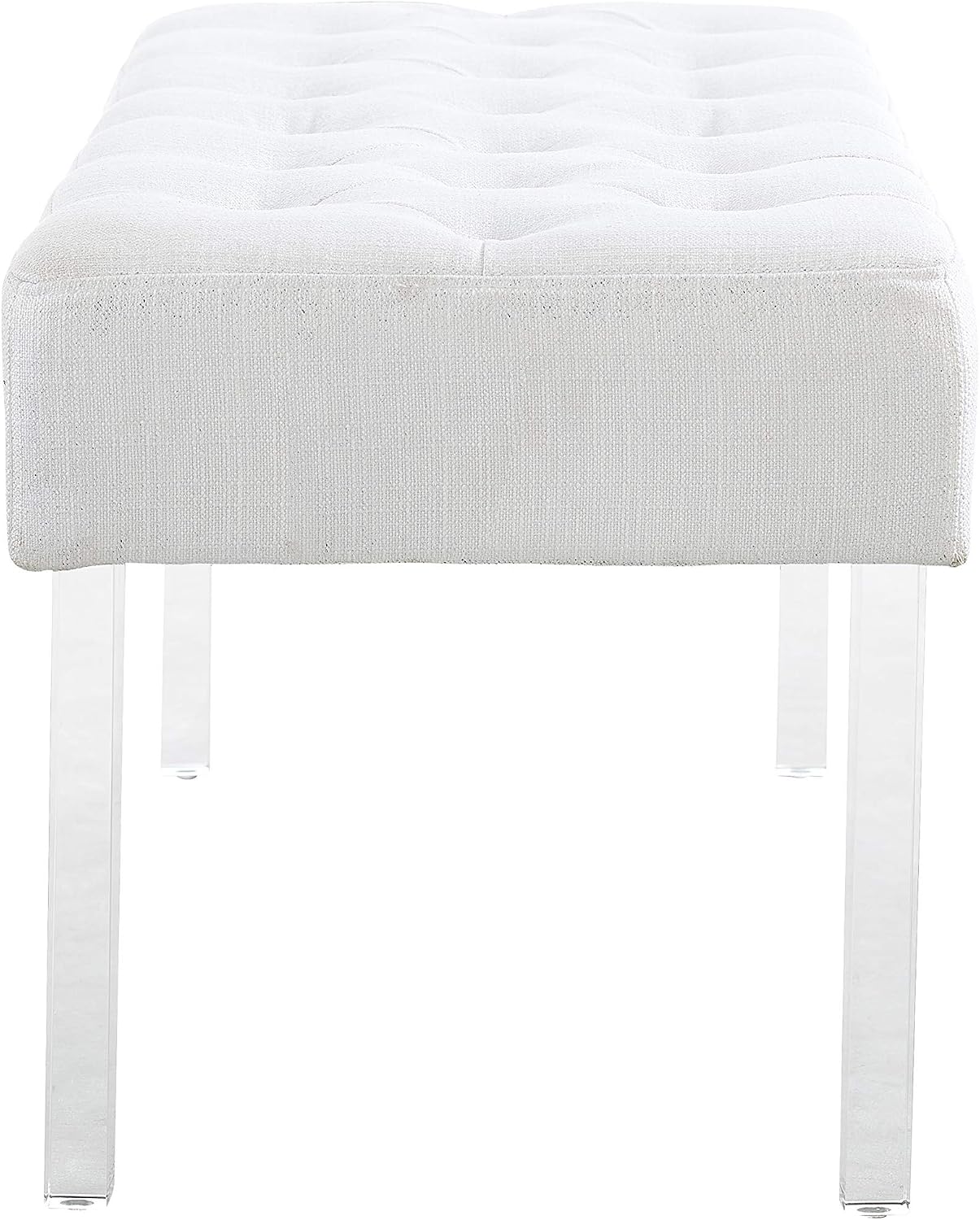 Linon Ella Glitz Acrylic Leg Bench, 35"Wx17"Dx18"H, White