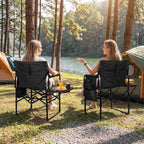 Romswi 2Pack Director Chairs for Outdoor, Folding Camping Chair, Compact Directors Chair Side Table and Side Bag, Heavy Duty Oversize Chair for Beach Fishing Picnic, Holds up to 400 lbs Black