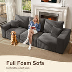 2 Square Cloud Footstool for Living Room, No Assembly Modular Corduroy Convertible Seat, Modern Style Sofa Accessory for Lounge or Bedroom