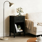 Black Nightstand with Drawers,Small Night Stand,Black Bedside Table
