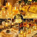 24 Pack Fairy Lights with Timer Battery Operated, 3 Modes 7ft Mini Waterproof Twinkle Lights, 20 LED Bulk String Light for Mason Jar Christmas Decoration Wedding Table Centerpieces,Warm White