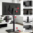 AOKCOS Floor TV Stand with 60-Degree Swivel, TV Floor Stand for 32-65 inch TVs up to 88lbs with Tilt, 8 Level Height Adjustable Tall TV Mount Stand with Shelf, Tempered Glass Base, MAX VESA 400x400mm