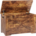 Timberer 31.5" Storage Chest, Wooden Storage Bench, Entryway Shoes Bench | Storage Trunk with 2 Safety Hinges, for Living Room, Bedroom, 15.7 x 31.5 x 18.9 Inches, Rustic Brown