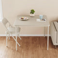 33.6'' Folding Square Card Table, Portable Card Table with Folding Legs & PU Leather Surface, Lightweight Foldable Puzzle Tables for Dining Room, Living Room, Office, Camping, Beige(Table Only)