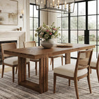 LITTLE TREE Solid Wood Dining Table, 61.8” Dining Table for 4-6 People, Rectangular Wood Kitchen Table, Farmhouse Dinner Table with U-Shaped Legs for Kitchen, Dining Room, Kitchen, Rustic Brown