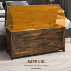 HOMCOM Storage Bench Cut-out Handles 39.4" x 15.7" x 18.9" Rustic Brown | Storage Chest, 2 Safety Hinges, Modern Wooden Trunk, Living Room, Entryway
