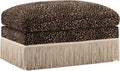 Ottoman Leopard Chenille – Brown & Black Modern Modular Footstool with Luxe Chenille Fabric, Tassel Trim, Ergonomic Support Assembly