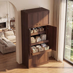 71 Inch Tall Kitchen Pantry Cabinet, Freestanding Storage Cabinet with Doors and Adjustable Shelves, E1-Grade Wood for Kitchen Pantry Storage, Walnut