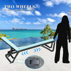 Domi Aluminum Pool Lounge Chair Outdoor Set of 2 Chaise Lounge Outdoor | Side Table, Wheels, Adjustable, Textilene, Turquoise Blue, All Weather, Poolside, Backyard, Patio, Deck, Outside