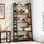 Tribesigns 5-Tier Bookshelf Industrial Bookcase, 5 Shelf Ladder Shelf Book Storage Shelf Organizer for Living Room, Home Office
