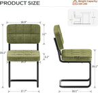 Mid-Century Modern Dining Chairs Set of 2 with Metal Legs, Green | Upholstered Chenille Cantilever Dining Chairs with Ergonomic Backrests, Armless Design, Padded Seats for Dining Room