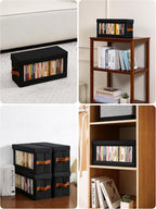 4 Packs DVD Storage Box with Visible Window, Dustproof DVD Case Holder Organizer with Lid and Handles, Holds Up to 104 Cases, CD Holder for Blu-ray & CD Storage-15.75 x 6.10 x 8.07In