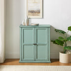 Crosley Furniture Holbrook Traditional Stackable Kitchen Storage Pantry, Accent Cabinet, Bathroom Storage, Distressed Seafoam Blue