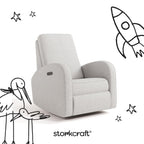 Storkcraft Santa Monica Power Recliner Swivel Glider, Steel Basketweave | GREENGUARD Gold Certified, CertiPUR-US Certified Foam, Effortless Electronic Power Recline, USB-A & USB-C Charger