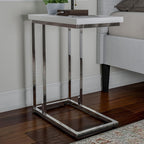 Lavish Home C-Shaped Sofa Side Table, White, 19.75” x 11.75” x 23.75”