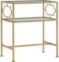 Gretna Rectangular Antique Gold Metal and Glass Accent Table